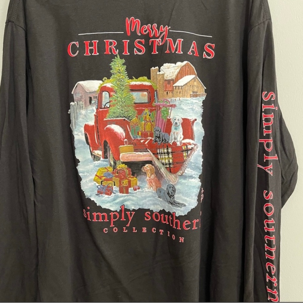 Simply Southern Merry Christmas Long Sleeve Shirt Dogs Medium - Picture 5 of 6